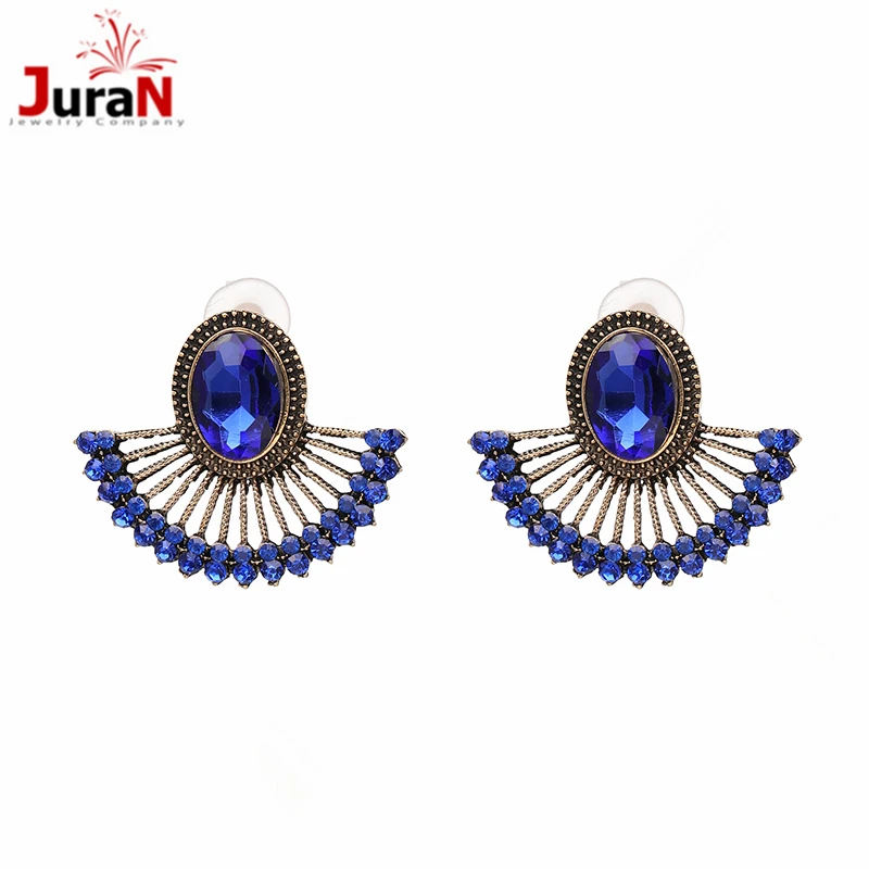 

JURAN 2018 Brand Geometric Crystal Stud Earrings For Women Statement Fringe Earrings Vintage Jewelry Brincos wholesale
