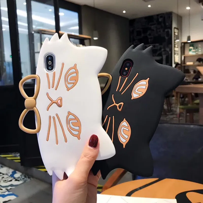 

GYKZ 3D Cat Silicone Phone Case For iPhone X XS MAX XR 7 8 6 6s Plus Shockprrof Cartoon Back Cover For iPhone 8 Full Protect Bag