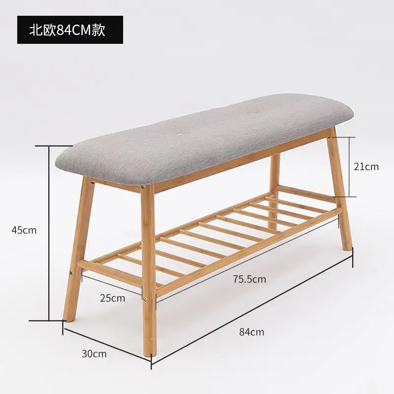 Твердой древесины обувь скамейка Европейский современный минималистский обуви стойки табурет ткань кровать хвост туалетный стул - Цвет: 84cm0