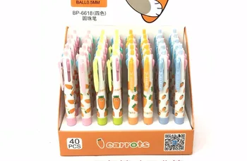

hand account pen carrot Multicolor press ballpoint pen 4 in 1 color cute pen school prize gift student ballpoint pen 40pc/lot