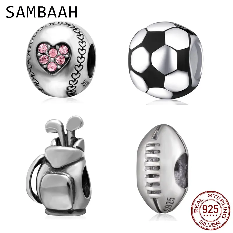 Спортивные шармы Sambaah для футбола бейсбола хоккейного шайба античное серебро 925
