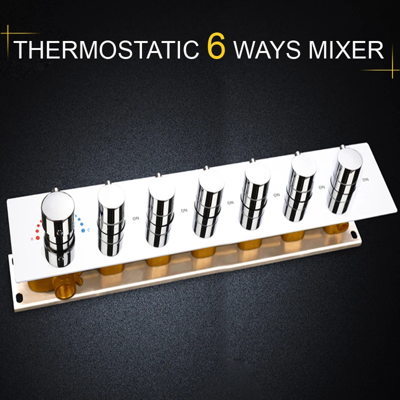 

Modern Bathroom Shower Accessories 6 Functions Thermostatic High Flow Shower Diverter Valve Brass Chrome Mixer