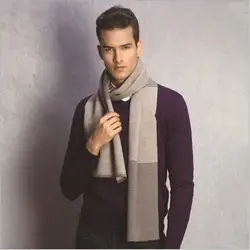 Новая мода Для мужчин шарф длинный Двусторонняя человека шерстяной шарф клетчатые шарфы осень-зима Повседневное шарф Для мужчин