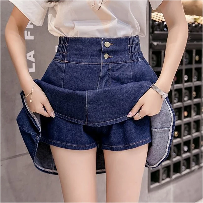 

New Summer denim Skirts Womens Streetwear High Waist Skirt Mini Jeans Skirt Fluffy loose skirt