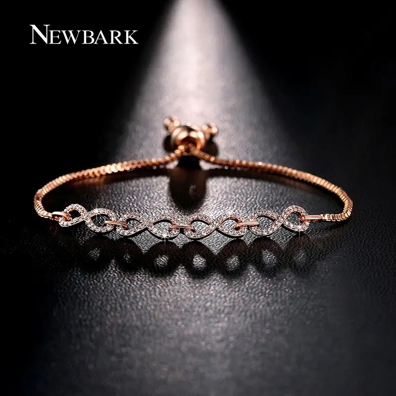 

NEWBARK New Fashion Rose Gold Color Infinite Bracelet Delicate Simple Personalized Infinity 8 Symbol Chain Bracelets Girls Gifts