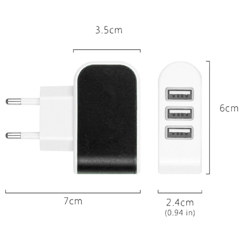 Адаптер зарядного устройства для телефона 3 порта USB концентратора 5 В 1 А стандарт