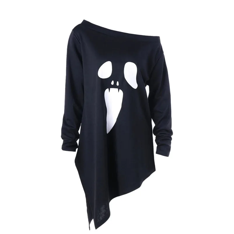 Halloween Womens T-shirt Femme Manche Longue Ghost Print T-shirt Das Mulheres Pullover Tops Camiseta Feminin Dropshipping 40AT13 Halloween Womens T-shirt Femme Manche Longue Ghost Print T-shirt Das Mulheres Pullover Tops Camiseta Feminin Dropshipping 40AT13
