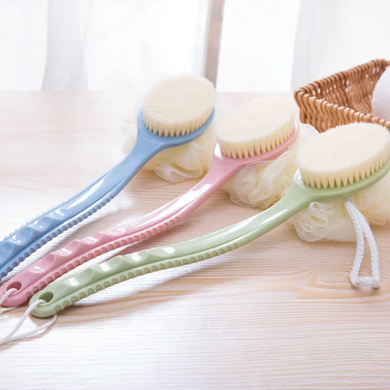 

Dual-use long handle cleaning bath brush sponge scrubber double-sided body massager bath towel backing bath ball brush body care
