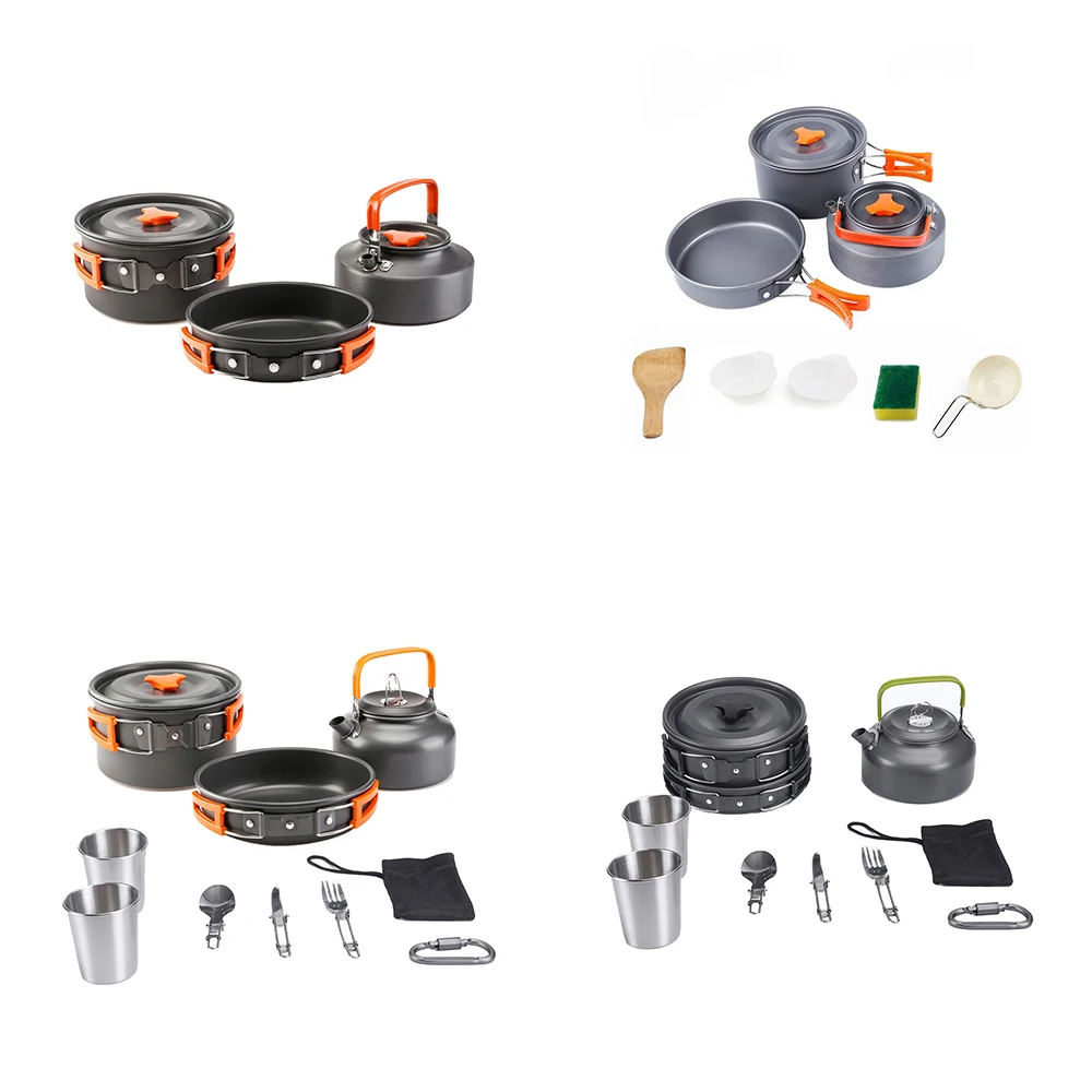

Hot Sale Outdoor cookware Camping cookware set camping tableware cooking set Cutlery Utensils hiking picnic set travel tableware