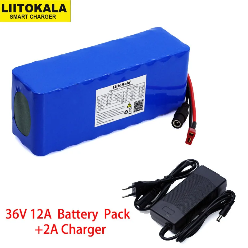 

Liitokala 36 V 12Ah 18650 lithium battery high power 12000 mAh motorcycle electric car bike Scooter with BMS + 2A charger