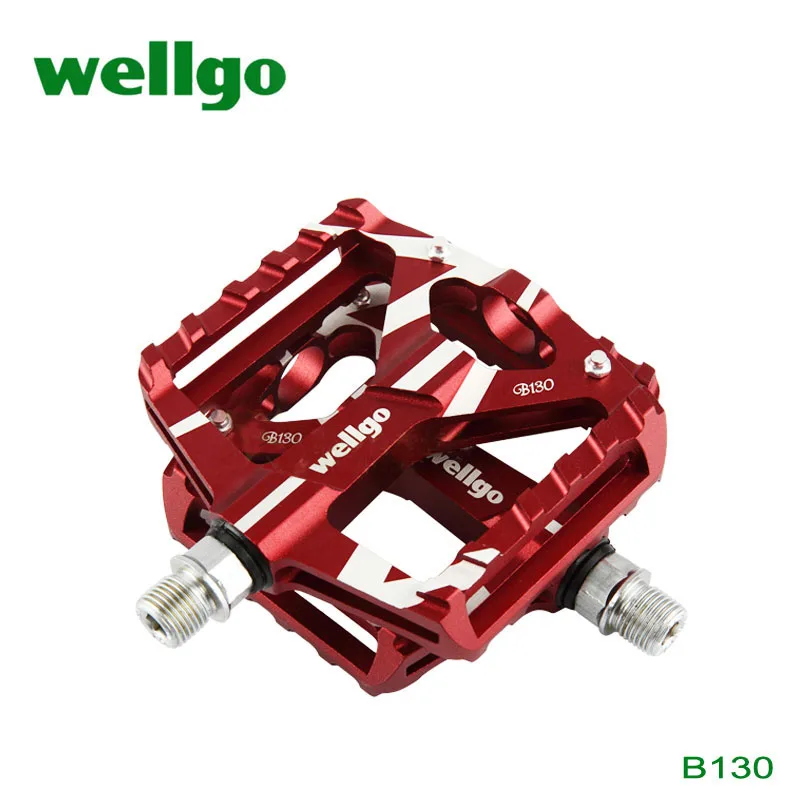 Оригинальная педаль wellgo kb012 b130 mtb, педали для горного велосипеда, алюминиевые/легированные велосипедные педали, запчасти, велосипедные шипы - Цвет: red