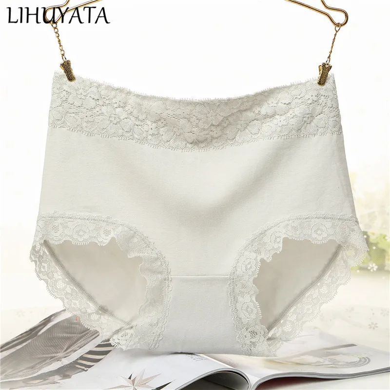 LIHUYATA Women's briefs Comfortable Cotton High waist underwear Seamless lace Women Sexy Ultra-thin Breathable Panties New
