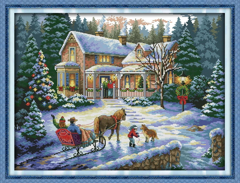 

Christmas is coming Printed Canvas Cross Stitch Kit Home Decore 11CT 14CT Canvas DMC Embroidery Needlework Cross-stitch set