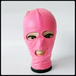 2018 розовый эластичный лайкра спандекс латекс покрытие Связывание капюшон головной убор маска для лица собака раб взрослый БДСМ продукт
