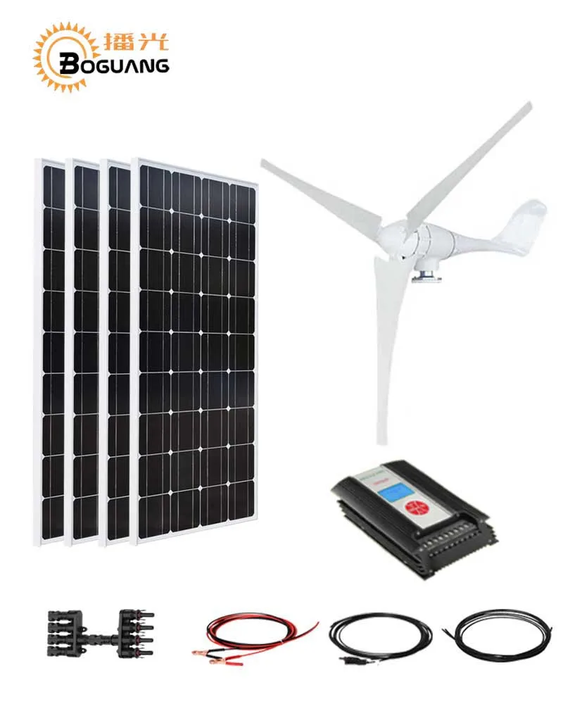 Boguang 4*100 Вт солнечная панель 400 Вт Солнечный комплект 600 ветряной турбины кабельный контроллер для батареи Приморский дом луга заряд питания