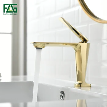 

FLG Top Sale Basin Faucet Golden Plated Deck Mounted Tap Misturador Monocomando Cuba Banheiro Pia Bathroom Faucet Mixer Tap M080
