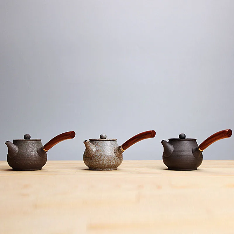 

Tea Ceremony Japanese Retro Kiln Side Handle Teapot Coarse Pottery Ceramic Tea Set Kung Fu Tea Pot Teapot 270ml Creative Gift