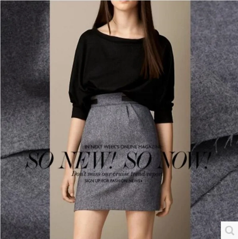 

All wool worsted wool fabric gray 370grams per meter