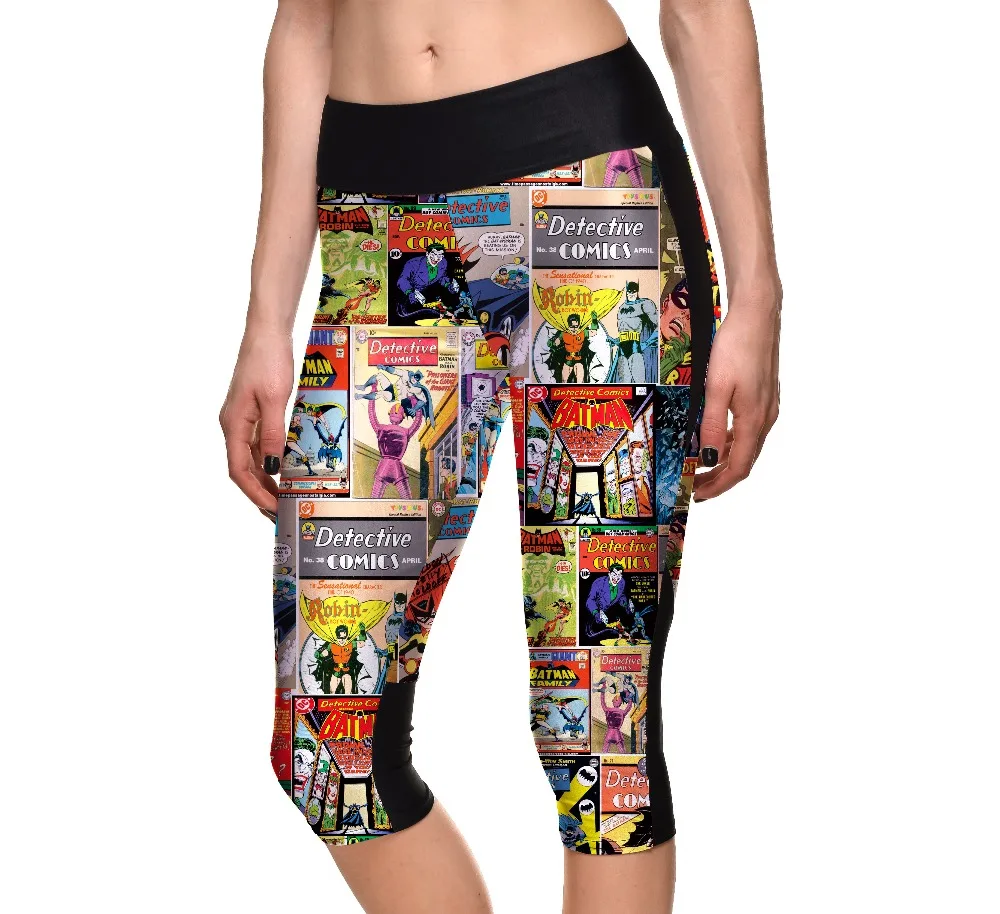 

Cartoon Pattern Patchwork Digital Printing High Waist Capril Pants Summer Women Sportswear Elastic Force Breathable Leggings