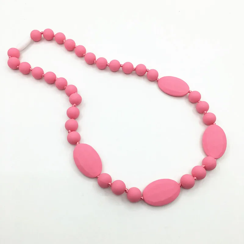 BPA силиконовые ожерелья с зубами Силиконовые Прорезыватели бусины DIY ювелирные изделия для мамы, Детские Жевательные ожерелья прорезыватели - Окраска металла: pink