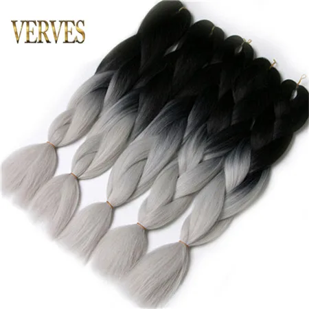 #6 VERVES, Омбре, плетение волос, 100 г/шт., 24 дюйма, 1 шт., синтетический, три, два тона, тепловое волокно, вязанное крючком, огромные косы, наращивание волос - Цвет: #6