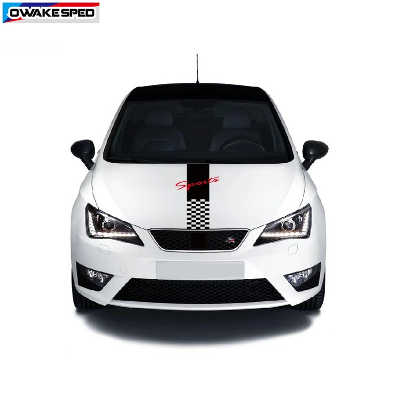 

Racing Sport Stripes Car Hood Vinyl Decal Automobile Engine Cover Body Decor Sticker For Seat Leon Mii Ibiza FR TGI ST Cupra