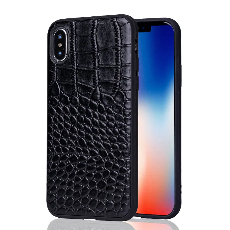 

iphone7 fitted case for iphone X 7 8 plus XR XS max 6 6s cowhide leather case water proof alligator red pink brown black