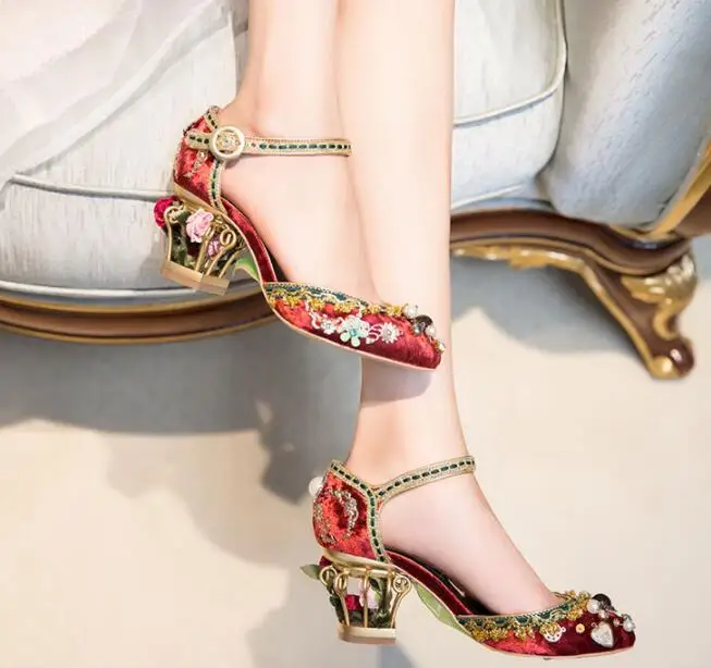 floral cage heels