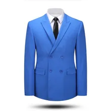 Индивидуальные синие мужские костюмы пиджак двубортный Жених Свадебный Смокинг пиджак высокое качество формальные рабочие костюмы пиджак