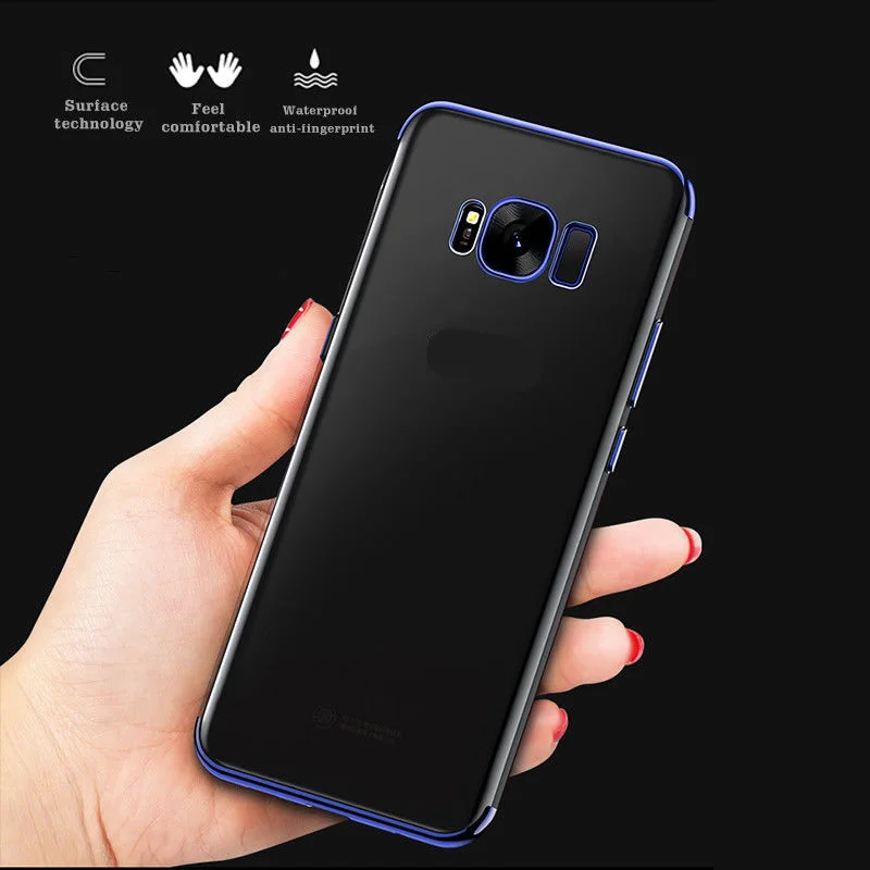 

2018 Transparent Plating Clear Soft TPU Case For Samsung Galaxy S8 S9 Note8 Plus S6 S7 Edge A3 A5 A7 A8 J3 J5 J7 A520 2017 2016