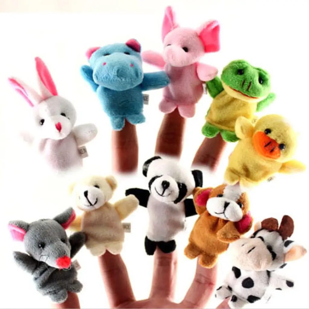 10 Pcs lot font b Baby b font Plush Toys Cartoon Happy Family Fun Animal Finger