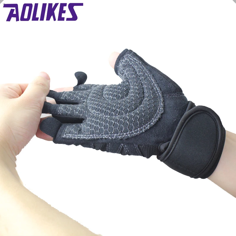 AOLIKES 1 Pair Body Building Training Fitness WeightLifting Gloves & Mittens For Men Women Workout Fitness Exercise Gym Gloves