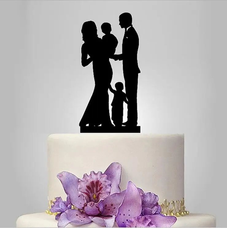  Wedding  Cake  Topper  Silhouette Bride Groom holding  baby 