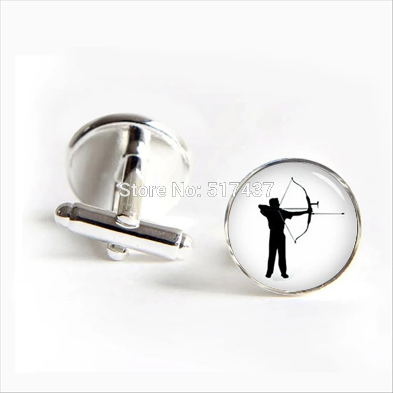 

2018 New Fashion Archer Cufflinks Archer Fans Cuff links Round Cufflinks Silver Archery Cufflink