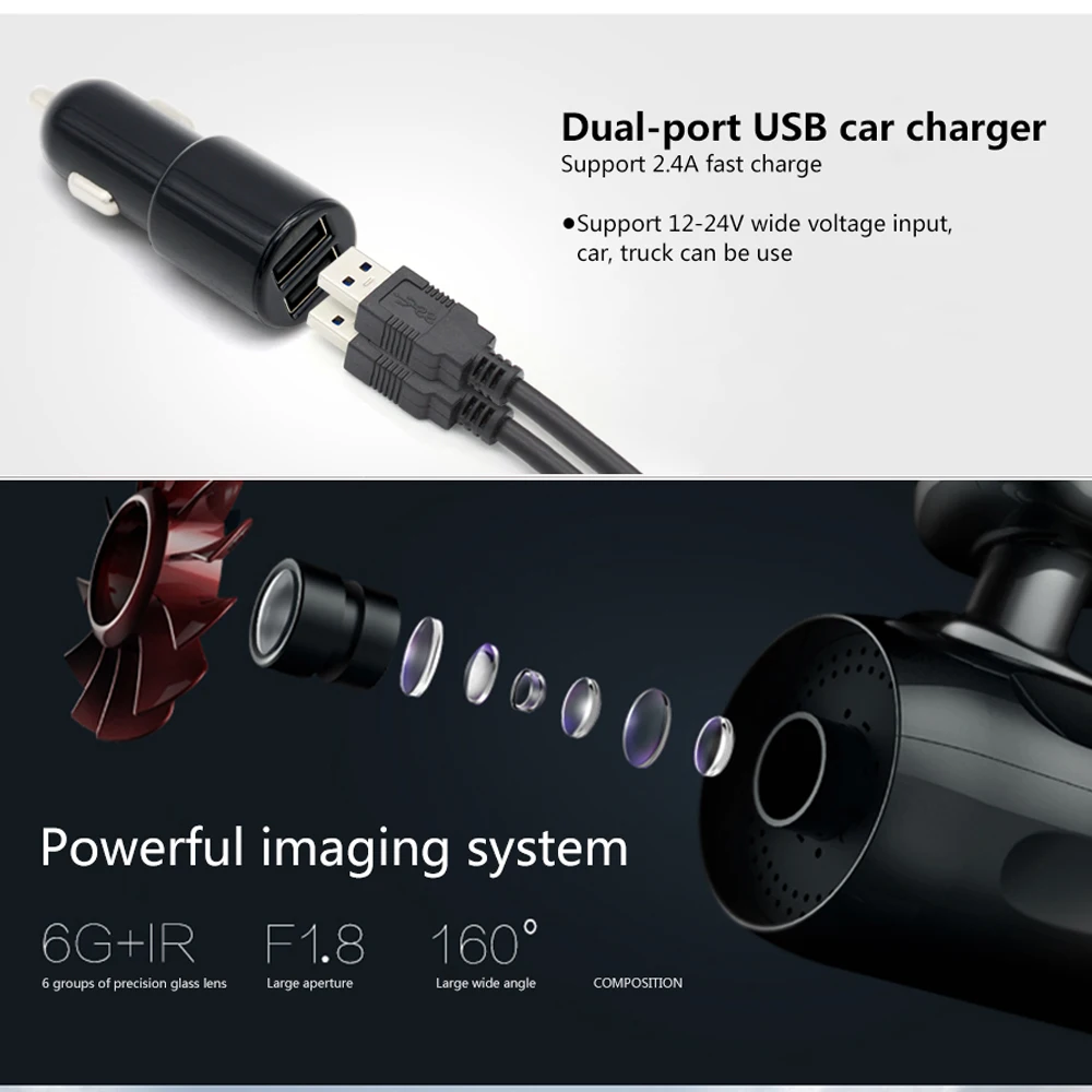 Junsun H030 Ambarella A12 Car DVRs ADAS LDWS car camera FHD 1296P registrar WiFi dash cam GPS logger DVR 2 in 1 car recorder 