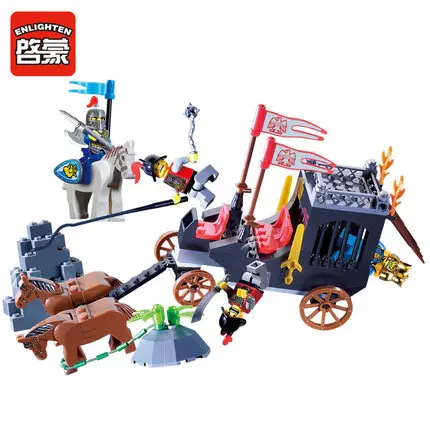 

Enlighten NO.1018 Enlightenment assembling building block a Medieval Castle Knight ambush tumbrel Compatible with big brands