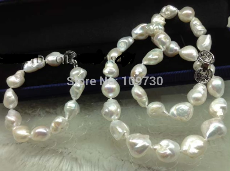 

Jewelry 00716 Baroque 12-14mm Freshwater Cultured pearl Necklace Bracelet Pearl Set hot