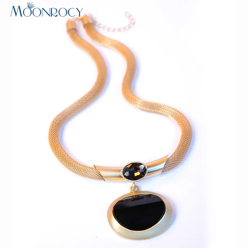 MOONROCY Free Shipping Sweater Short Chain Fashion Black Oval Crystal Necklace Coat Vintage Jewelry OL Style Women Choker | Украшения и