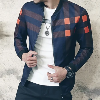 

Classic Plaid Jackets Men Coat Slim Fit Fashion Mens Bomber Jackets Hiphop Streetwear Windbreaker Male Baseball Jacket For Men