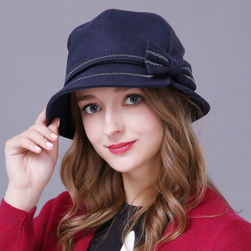 High end Autumn Lady Topper Bucket Hats Fashion Tide Wool Hat Warm Wild
