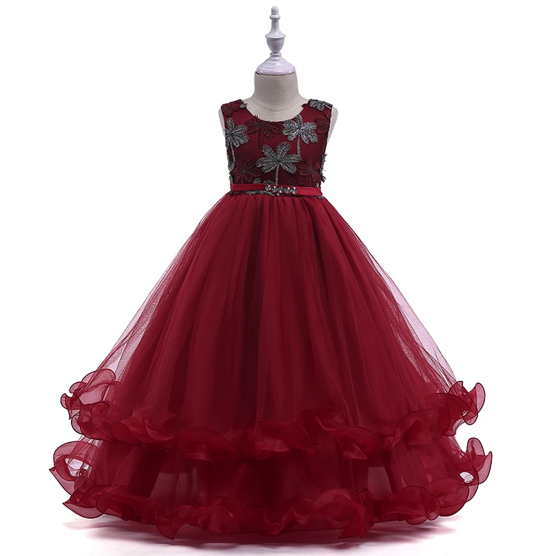 Розничная ; элегантное вечернее платье с вышитыми цветами для девочек-подростков; вечерние платья для выпускного вечера; длинное платье с оборками для девочек на свадьбу; LP-76