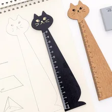 1 pçs gato bonito régua de madeira maciça 15cm desenho dos desenhos animados presente régua reta de madeira estudantes prêmios escritório escola papelaria