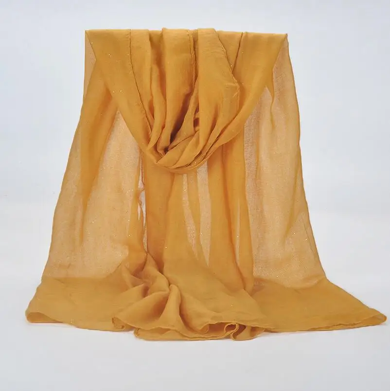 1 шт., простые хиджабы для женщин, вискоза, одноцветная шаль, блестящий золотой шарф, мусульманский головной убор, элегантные шарфы, 20 цветов размера плюс