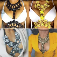 Dvacaman venta Caliente collar llamativo en Facebook colorido cuerpo largo collar de joyería de las mujeres de cristal sexy cuerpo cadena de joyería 9903