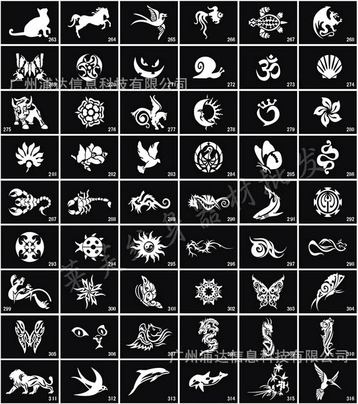 10 шт шаблон для татуировок животных Тотем цветок тату бабочка трафарет Живопись тело искусство 500 модели на выбор