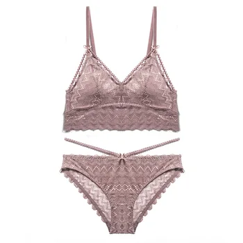 

Women Underwear Set Sexy Braletter Lingerie Female Floral Embroidery Brassiere Ultra-thin Belt Eyelash Lace Bra and Panty Set