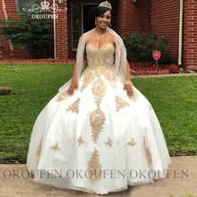 Платья для девочек с аппликацией цвета шампанского, золотого, 3d-цветов, белое, Тюлевое платье Vestido De 15 Anos, длинное платье на выпускной в языческом стиле