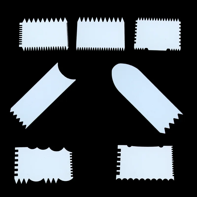  7Pcs/Set Plastic Cake Scraper Set Multifunction Blade Fondant Cake Decoration Tool Pastry Cream But