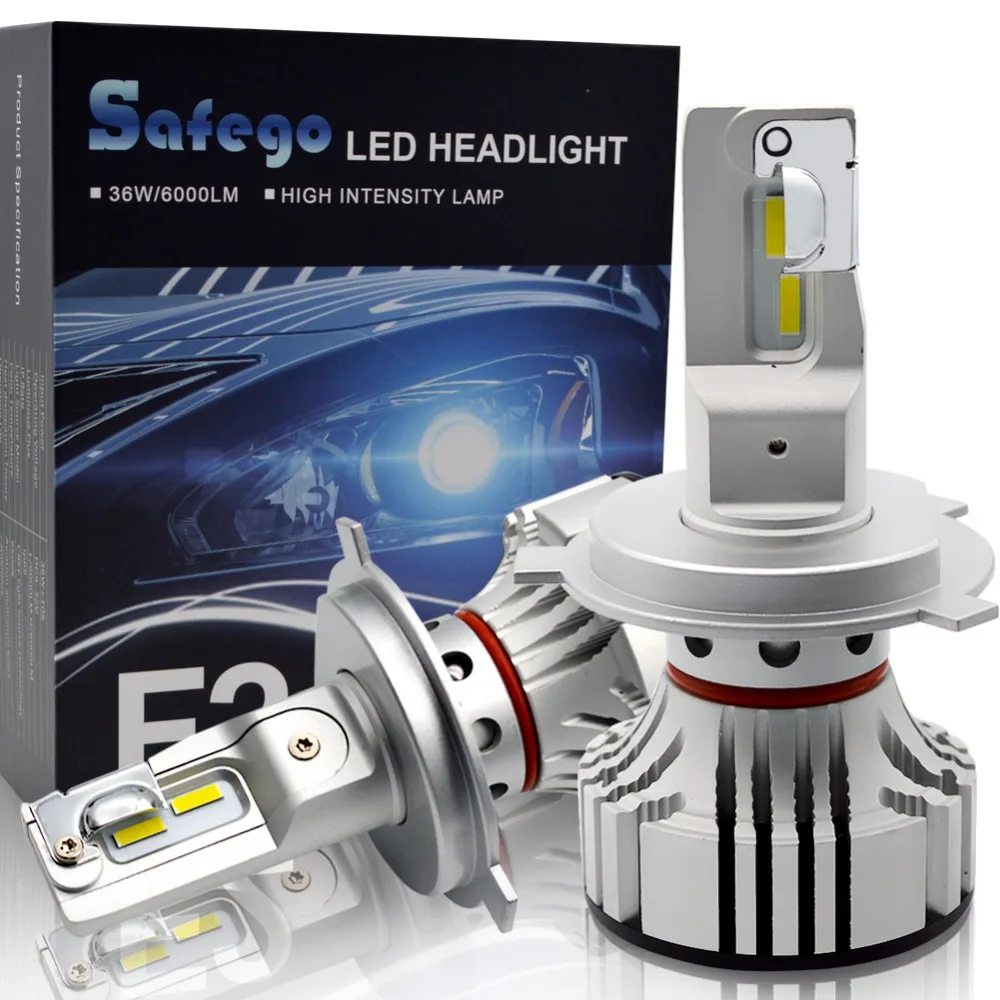 

Safego 36W H7 H4 Hi/Lo H8 H9 H11 9005 9006 Car LED Headlight Kit Bulbs 4 Super Bright LED Chips 6000Lm Auto Bulb White 6000K