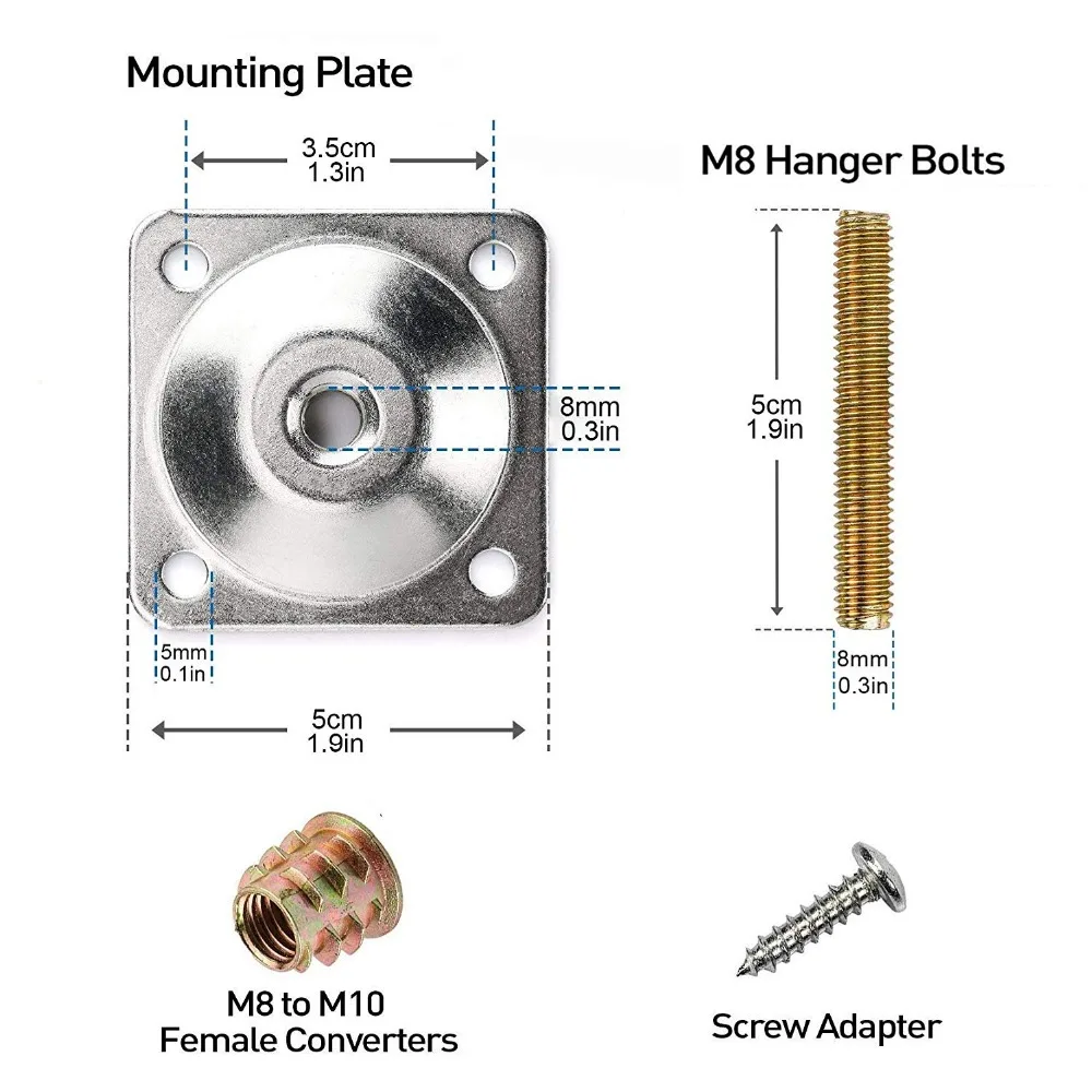 16 шт. ножка столика у дивана разъем монтажные пластины мебель фиксированное Крепление Железный кронштейн с M8 вешалка болты винты